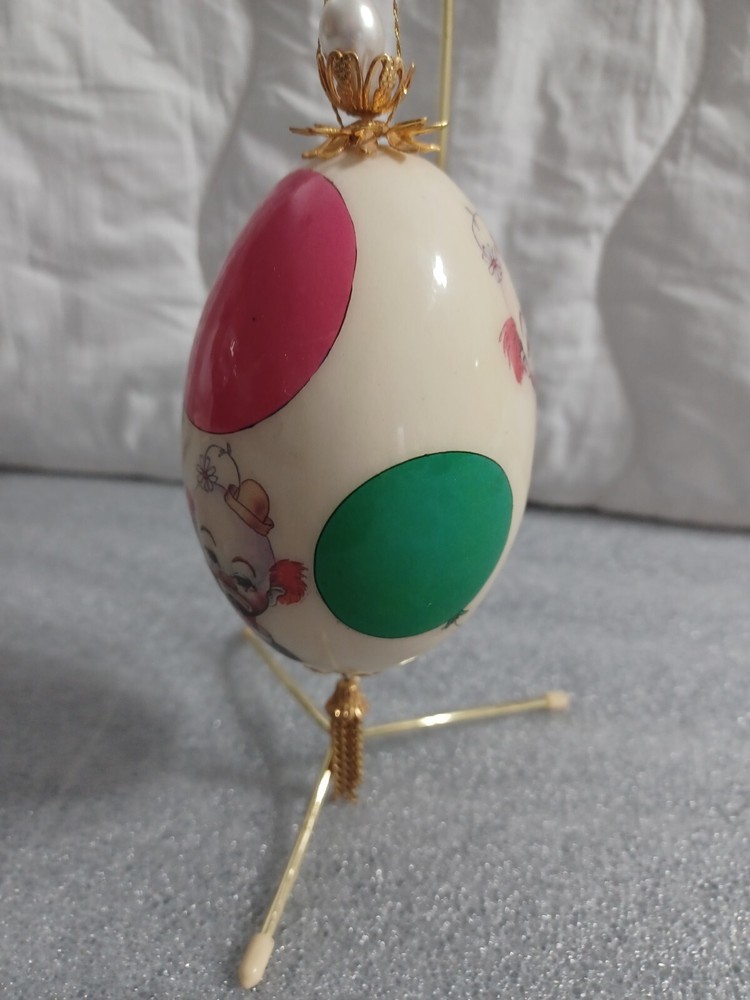 Hand Painted Ceramic Egg Clown Faces with Stand