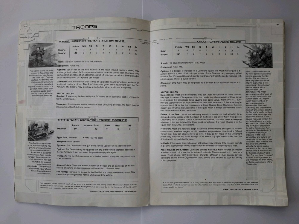 TAU EMPIRE CODEX, WARHAMMER 40K PAPERBACK BOOK, 3rd EDITION 2001 GAMES WORKSHOP
