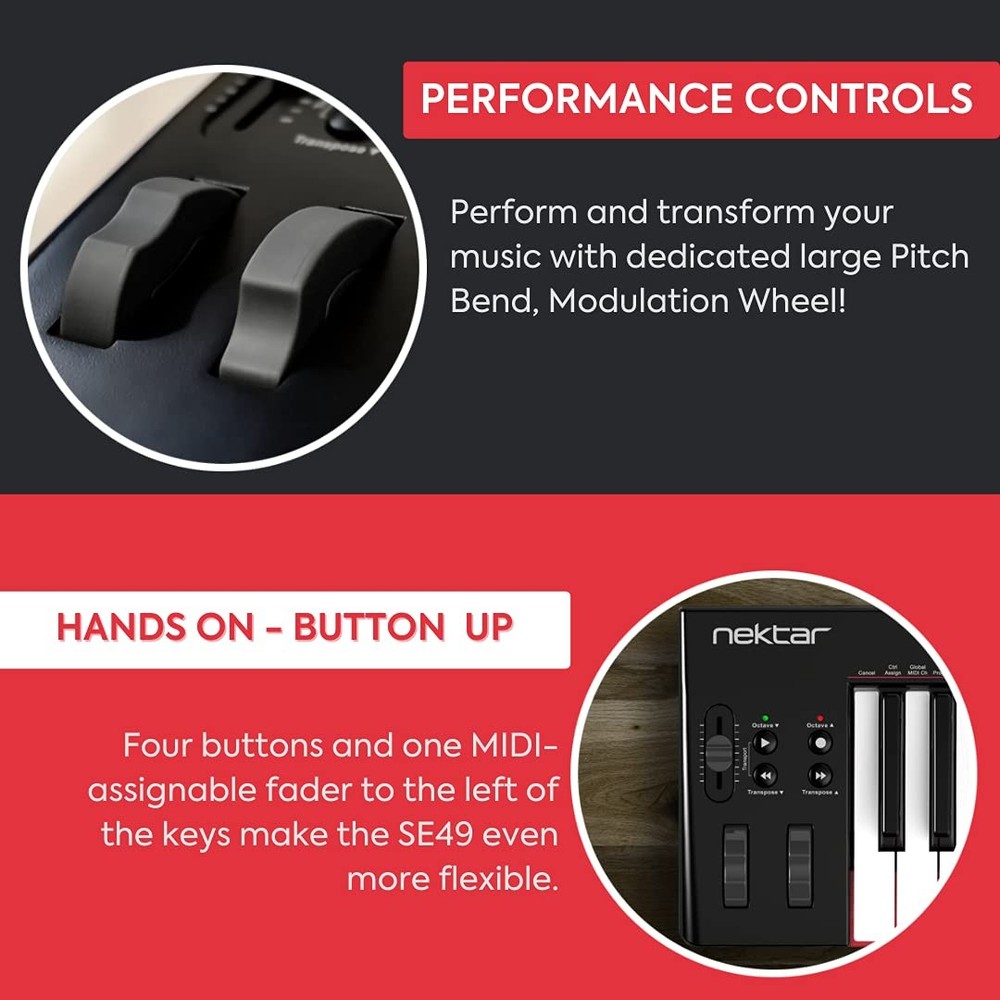 49Key MIDI Controller, Compact Keyboard for Music Production and Performance