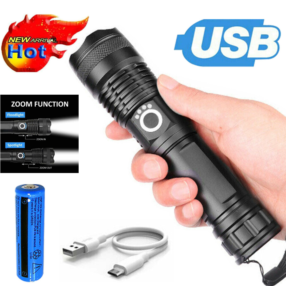 Most Powerful 99000000LM LED Military Torch USB Rechargeable Tactical Flashlight