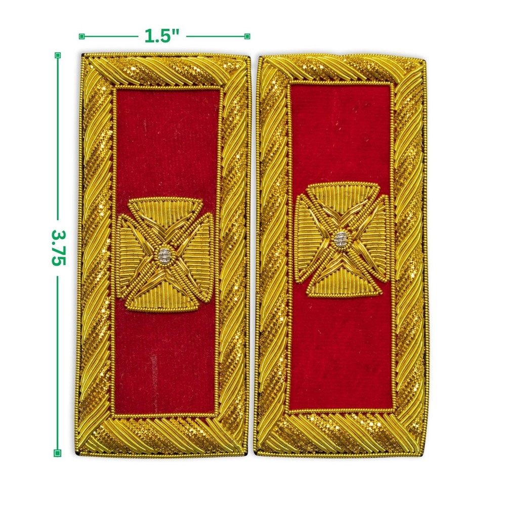 Masonic Knight Templar Grand Commander Shoulder Board – Hand EMB Red Small