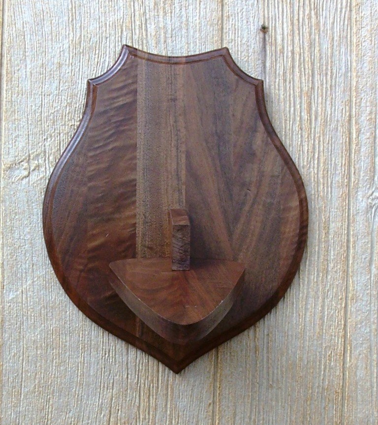 Black Walnut Boar European Skull Mount Wall Pedestal Plaque