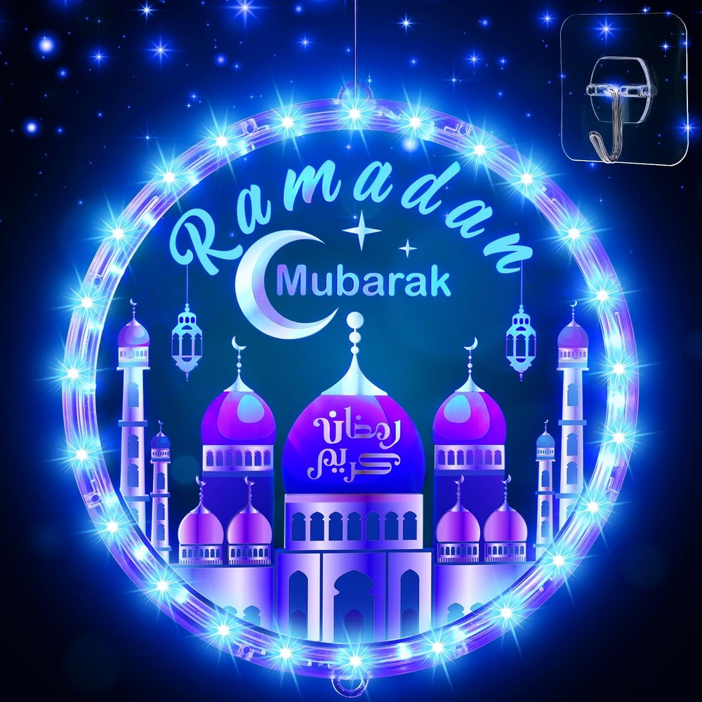 Capoda 9.45 Ramadan Window Lights Eid Mubarak Decorations inches, blue