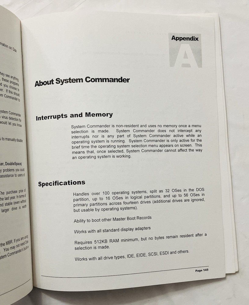 Original System Commander User Manual VCOM Partitioning Guide Windows Linux 1996