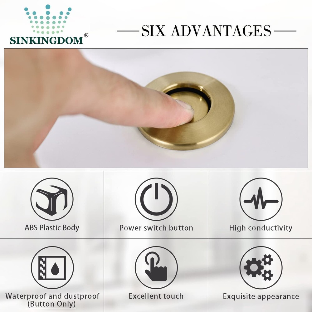 SINKINGDOM Garbage Disposal Air Switch Kit with with Long Button, Champagne B...