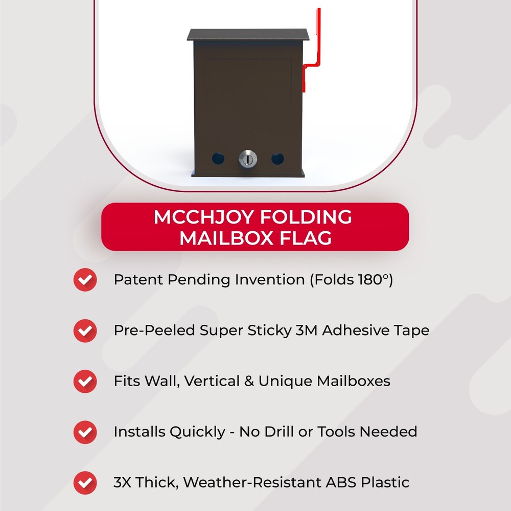 MCCHJoy Folding Vertical Mailbox Flag, Wall Mounted Mailbox Flag, No Tools
