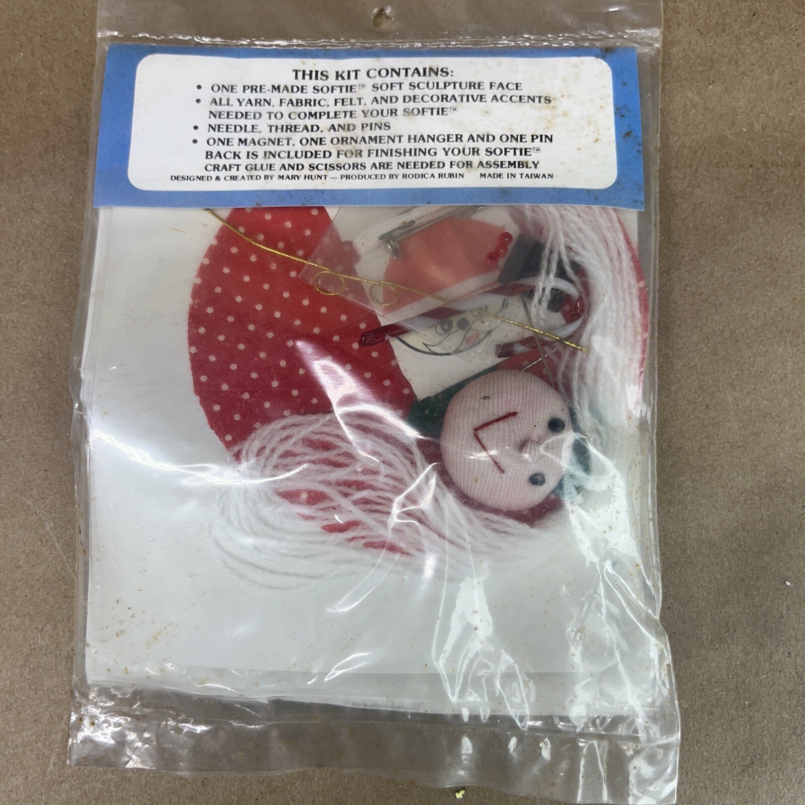 Vintage Softies "Mrs. Claus" #2134 Craft Kit: Magnet, Christmas Ornament or Pin