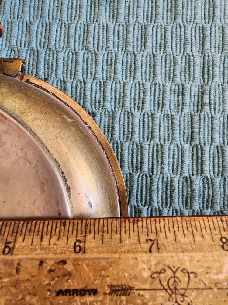 Vintage Silver on Copper Bed Warmer Silent Butler Crumb Catch WoodHandle Serpent