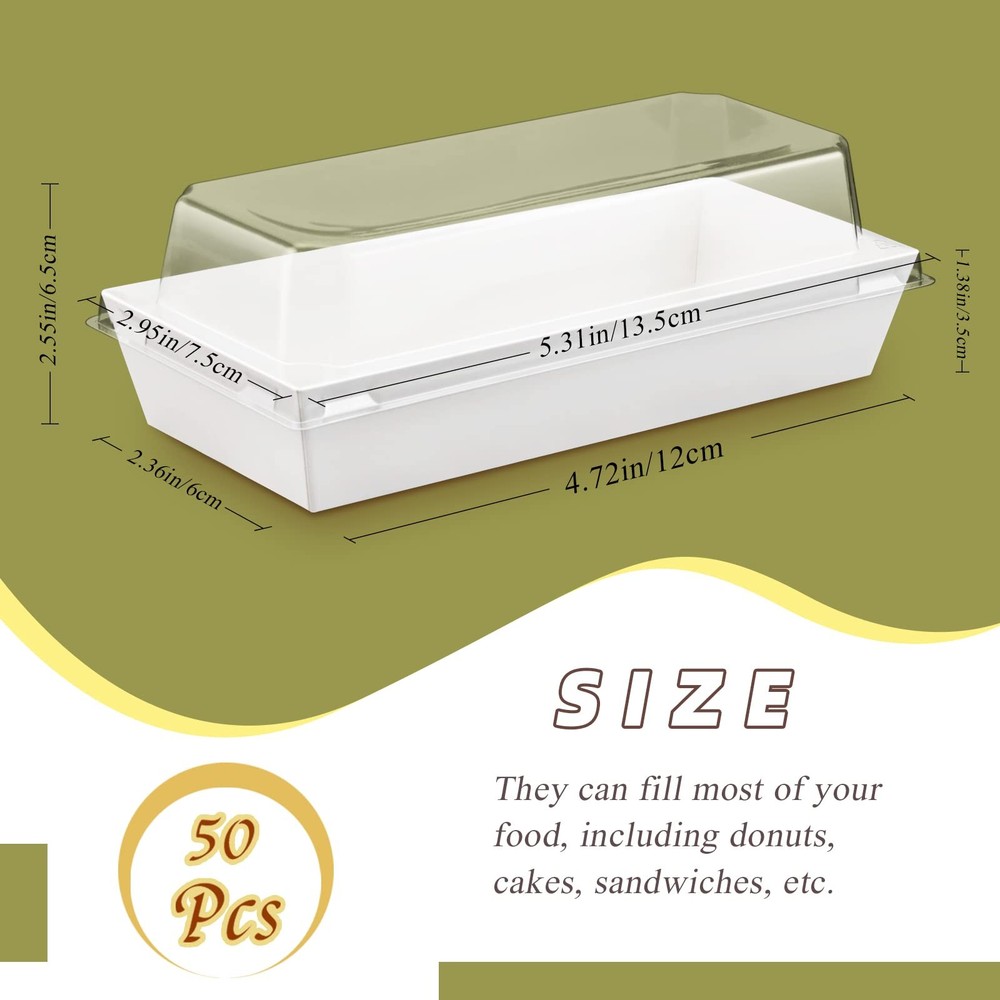 50 Pack White 4.7" Rectangular Disposable Paper Charcuterie Boxes Food Container