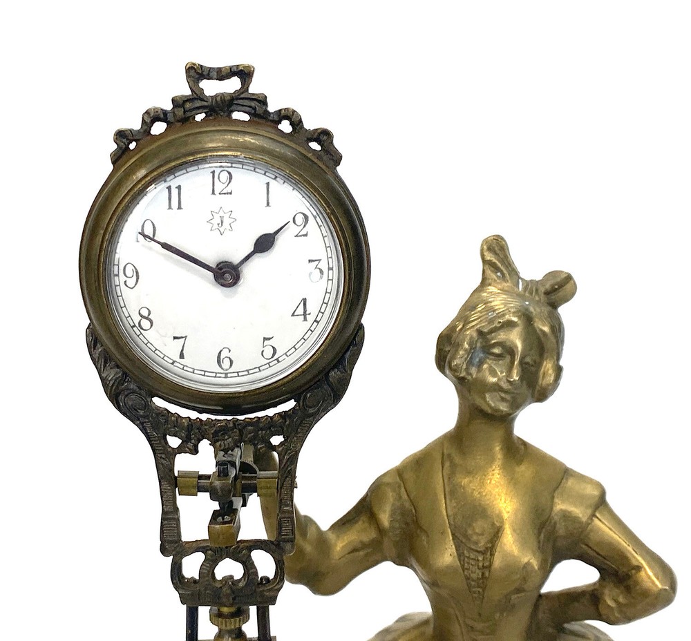 German Junghans Style Brass Barmaid Swinging Swinger Clock