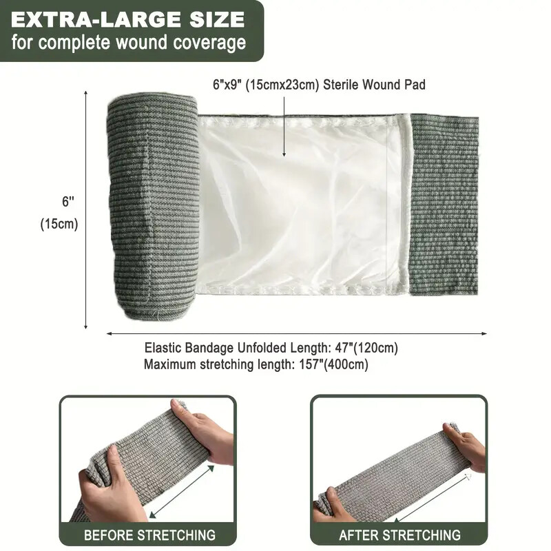 5 PACK 6" Trauma Compression Bandage Emergency Battle Wound Dressing First Aid