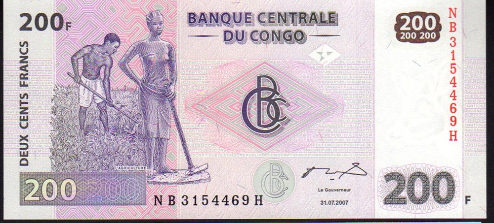 Congo, D.R. 200 Francs 2007 P99 Mint Unc