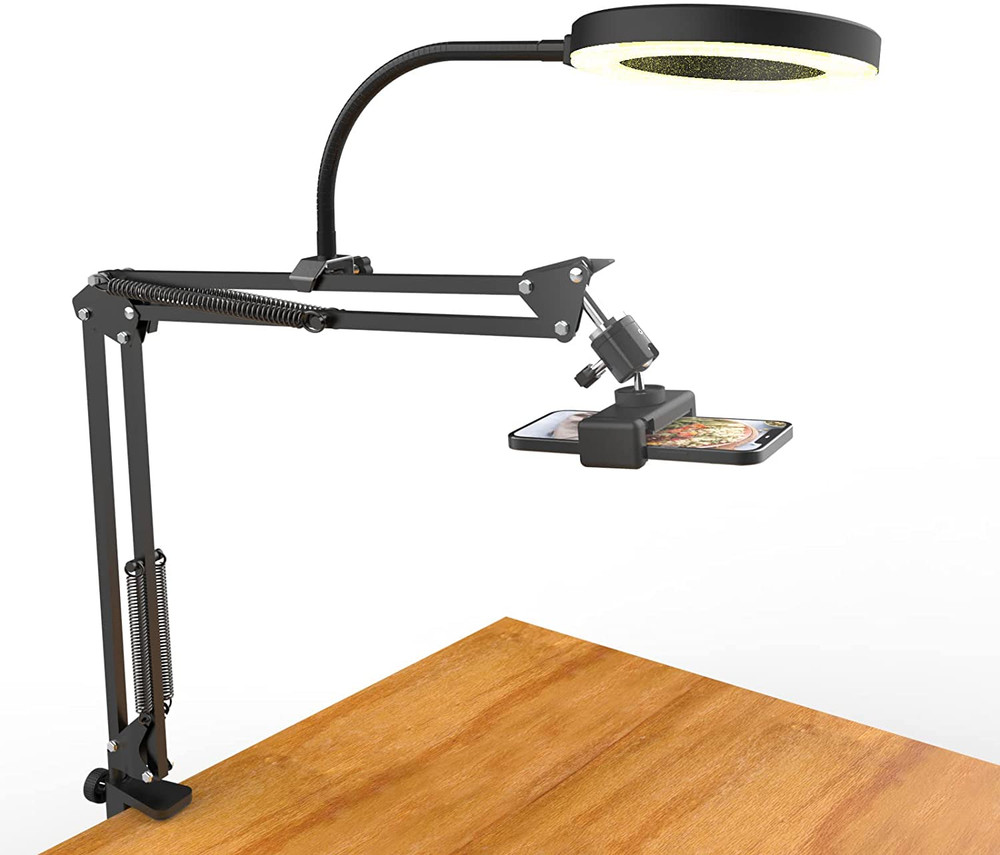 Overhead Phone Camera Mount w/ Ring Light Stand for YouTube & DIY