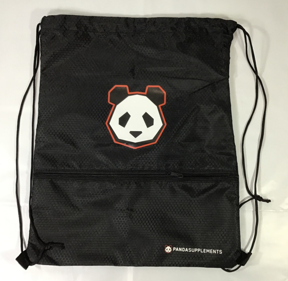 Panda Drawstring Gym Tote Bag Black