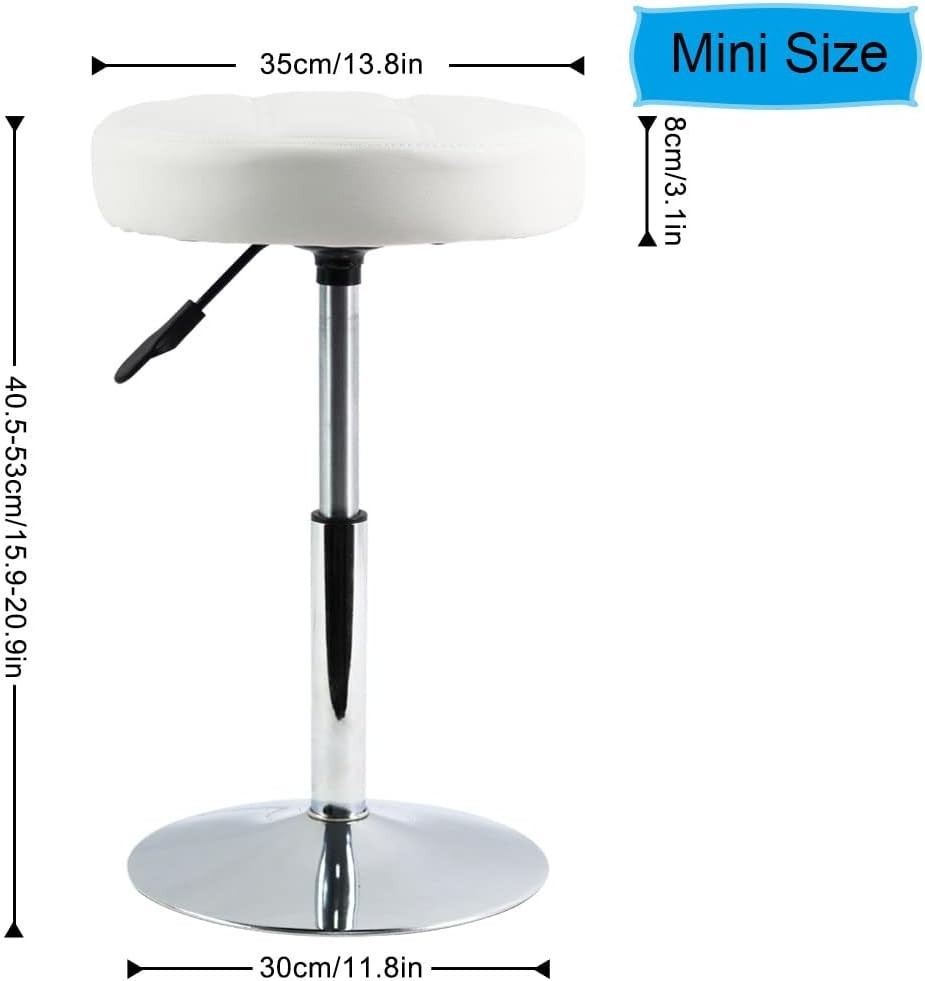 Adjustable Swivel Barstool White PU Leather 32cm Diameter 220lbs Maximum Load