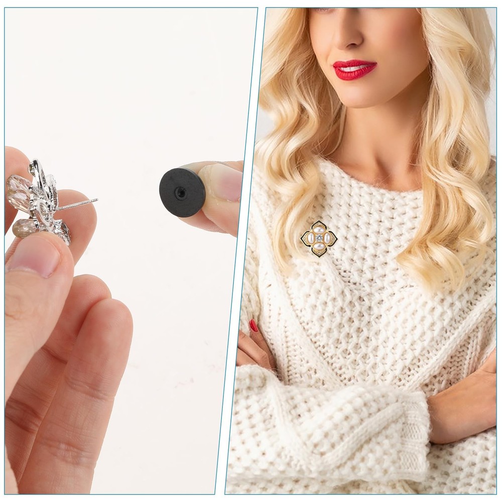100 PCS Rubber Pin Backs, Lapel Backs PVC Black