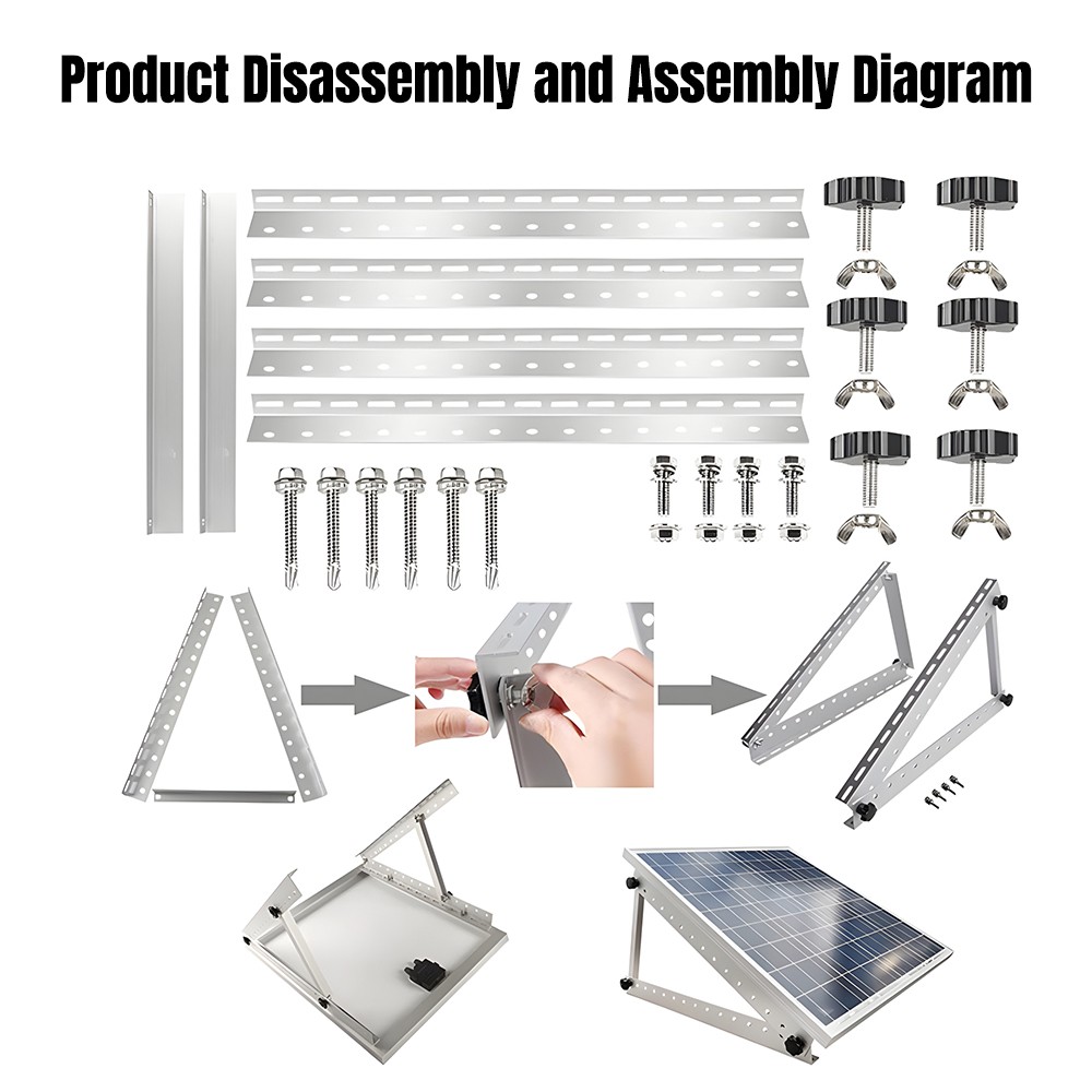 28" Solar Panel RV Tilt Mount Brackets Ground Roof Flat Surface Adjustable Frame
