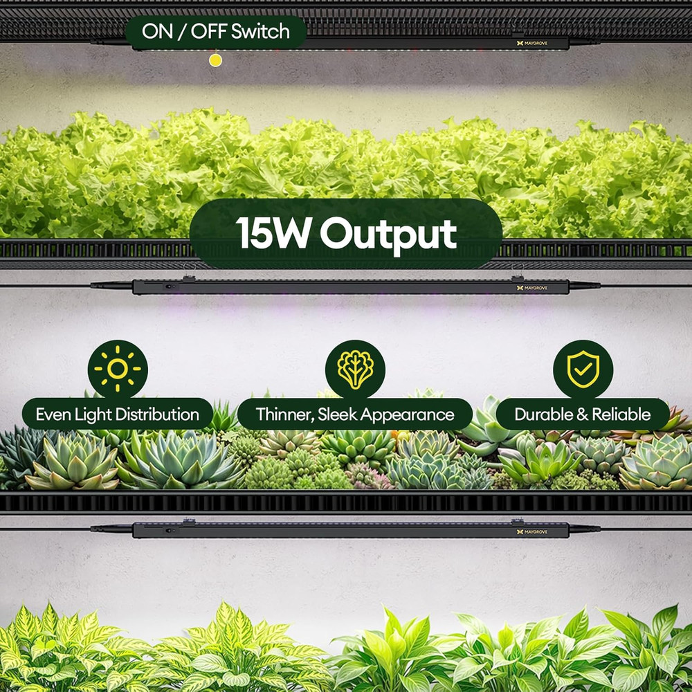 T5 LED Grow Light Strips 2Ft, Full Spectrum, Timer & Dimming, 4-Pack