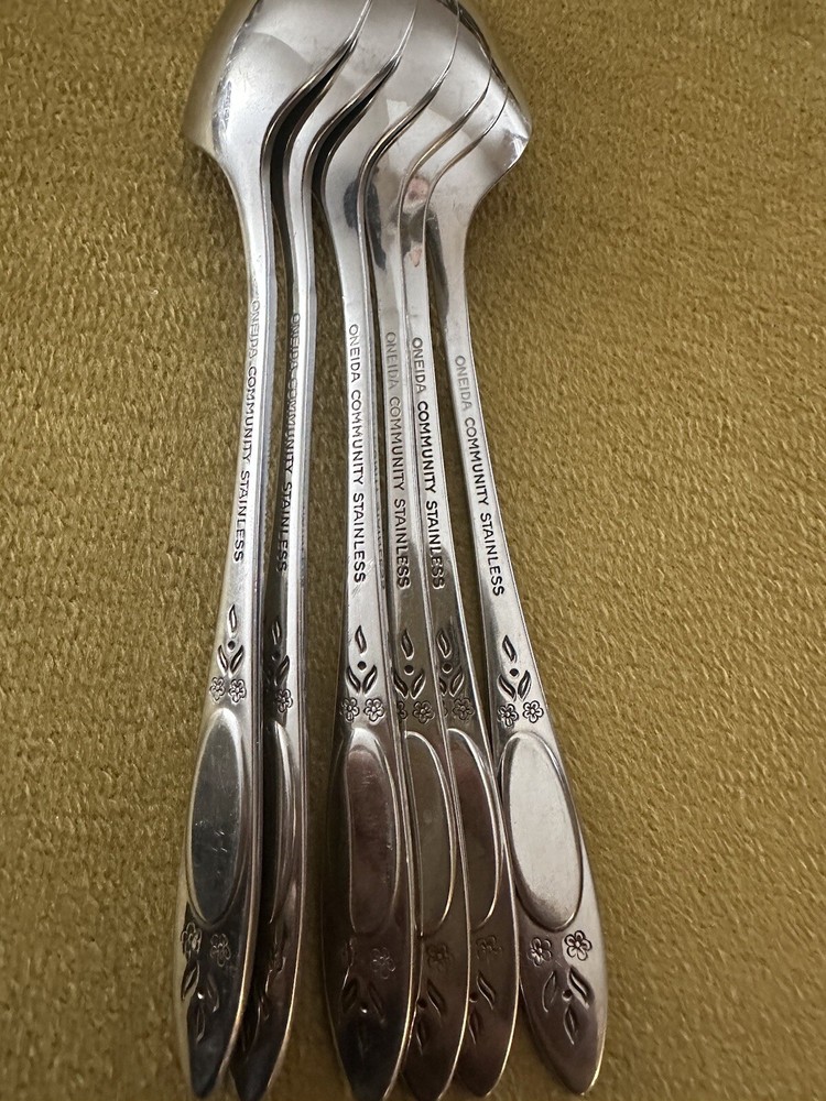 Veg Oneida Vignette Stainless Flatware (5) Soup Spoons + Sugar