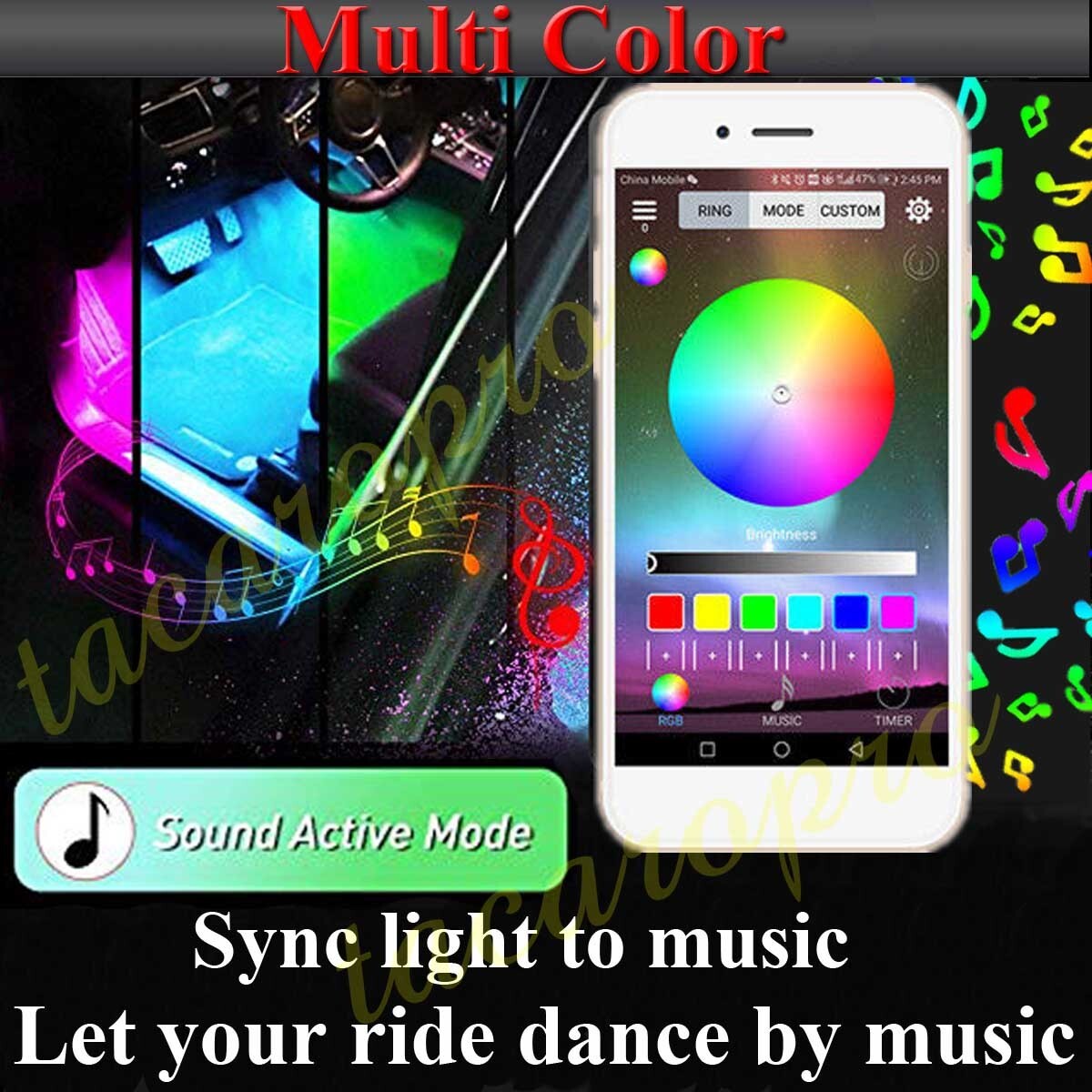 12x RGB LED Pods Rock Light Kit Underbody Glow Neon Lamp Bluetooth Music Control