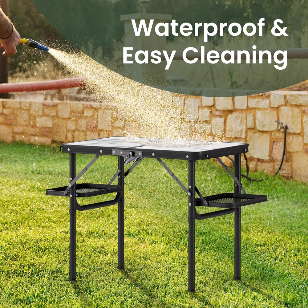 Small Camping Table Foldable 2Ft, Folding Picnic Table with Side Racks, Folding