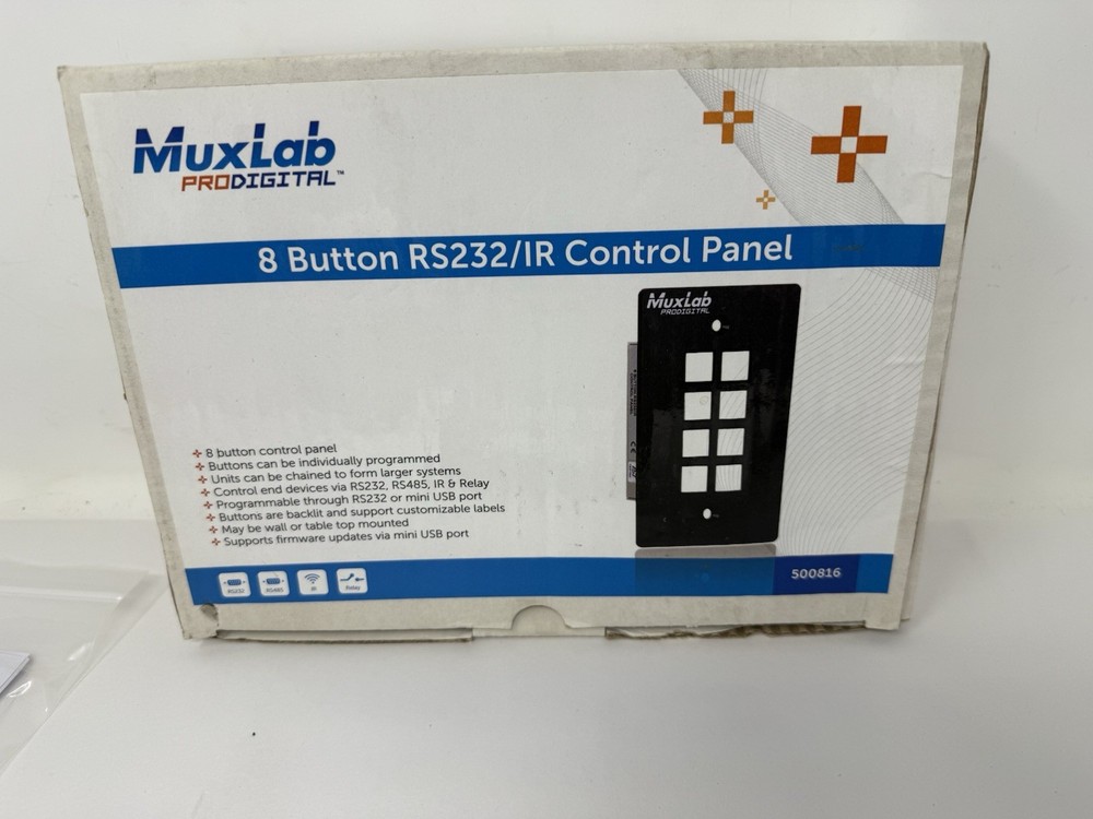 MuxLab 8-Button RS232 / IR Control Panel Model 500816 ~ Untested