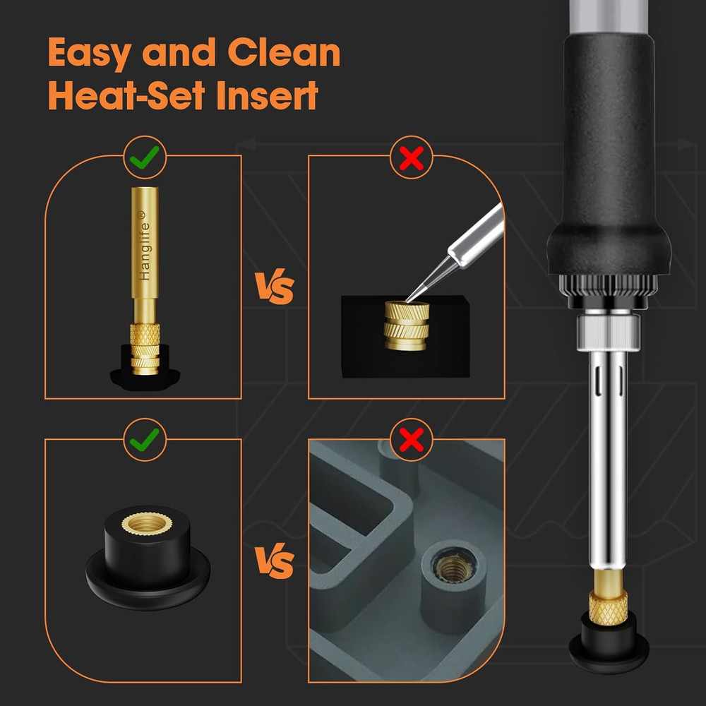 Heat-Set Insert Tips for M2–M8 Threaded Inserts – Compatible with Weller, Hakko,