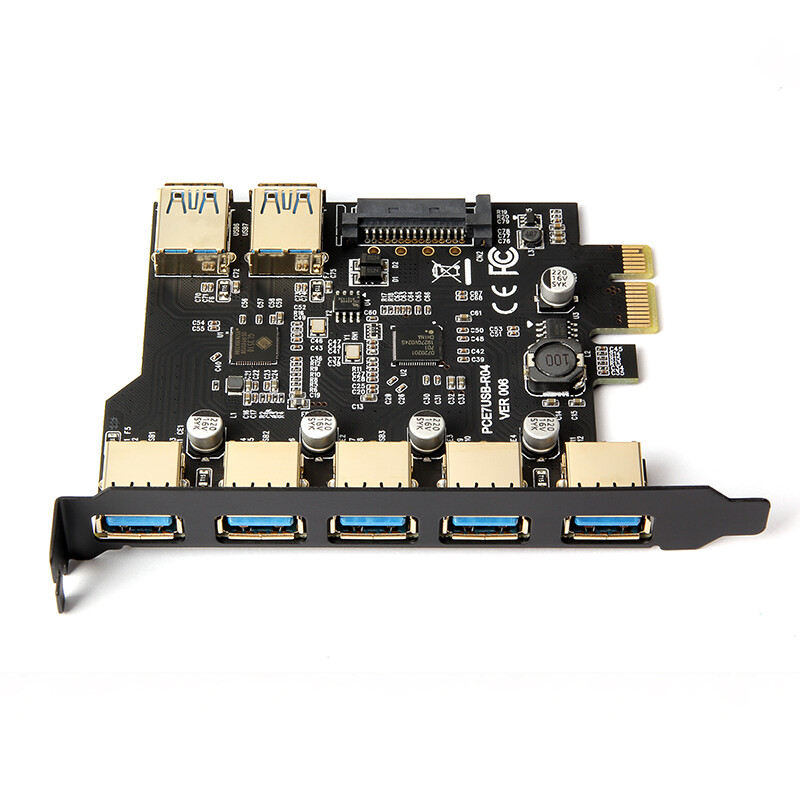 USB 3.0 PCI-E Expansion Card Adapter 7 Ports Hub Adapter External Controller