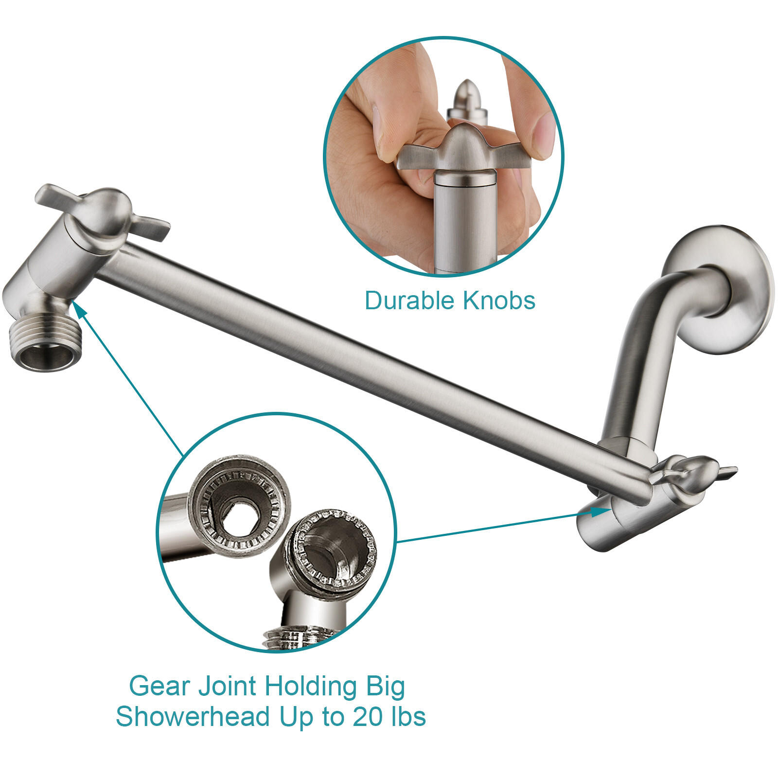 New BRIGHT SHOWERS Rain Shower Head with 10 Inch Adjustable Extension Arm Combo