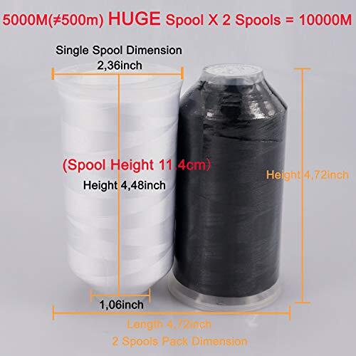 2 Pack Polyester Huge Spools Threads for Embroidery Machines Sewing