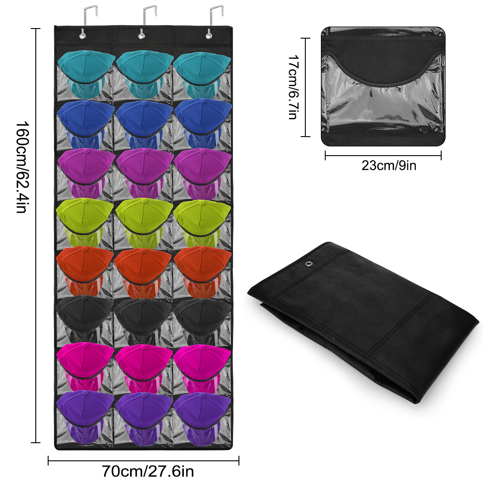 24 Hat Rack Organizer Baseball Holder Storage Hanger Door Wall Coat Caps Stands