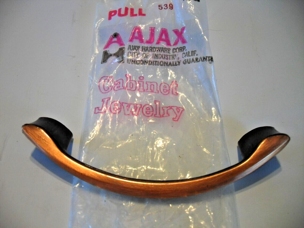 Vintage Nos Copper Flash Curved Drawer Pull Cabinet Door Handle Ajax