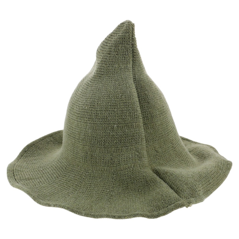 Wool Witch Hat: Wizard Sorceress Hat - Halloween Pointed Wizard Cap -