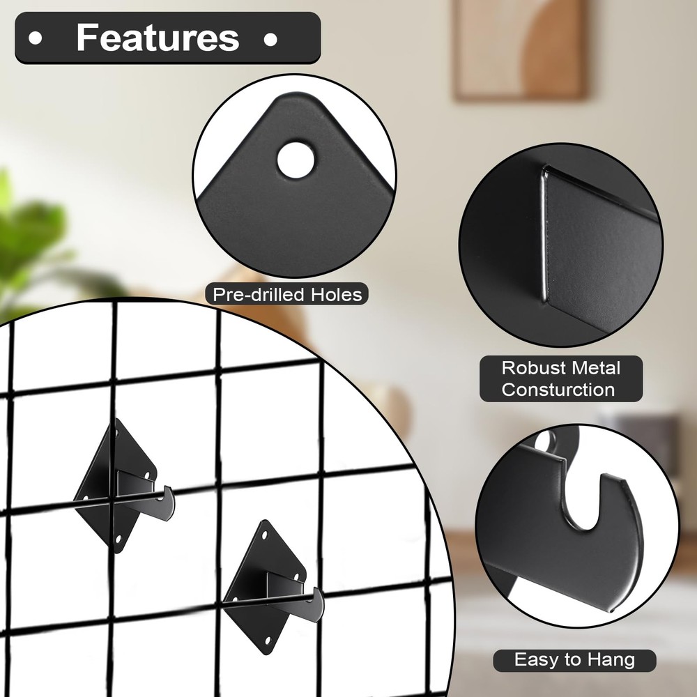 16 PCS Gridwall Mount Brackets, Metal Grid Panel Accessories, Wall Mounting B...