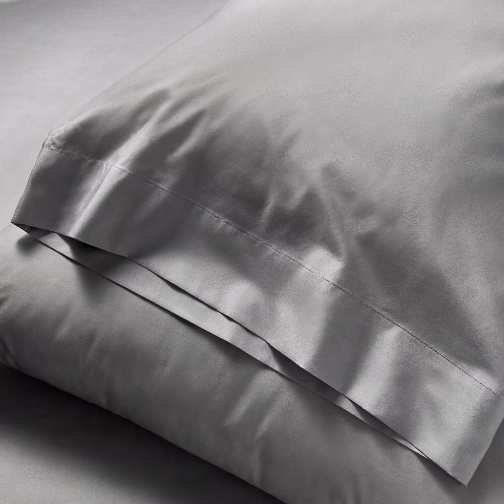 Queen 400 Thread Count Percale Sheet Set Dark Gray - Casaluna