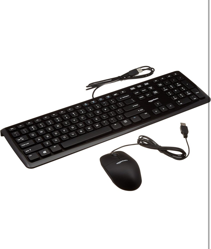 Amazon Basics USB Wired Computer Keyboard and Wired Mouse Bundle Pack