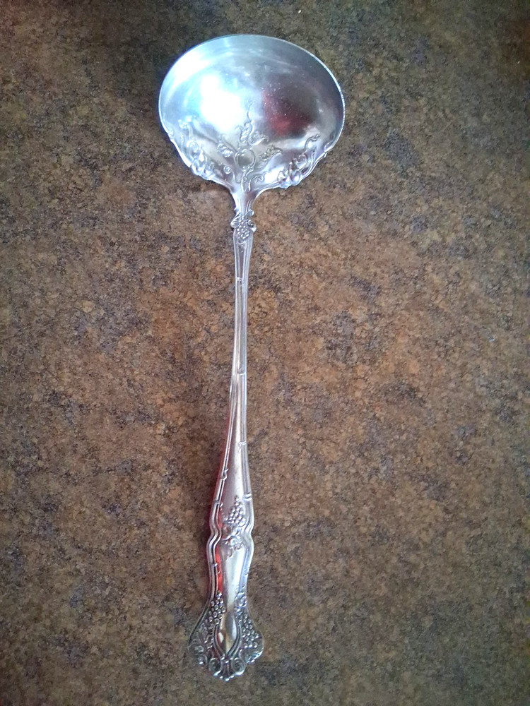 1847 ROGERS Vintage Grape Pattern- Large Soup Ladle 10 7/8”