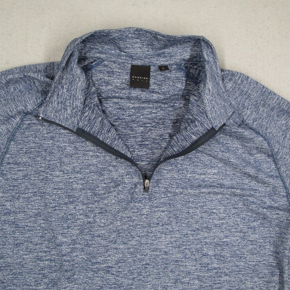 Dunning Golf Mens XL Blue Heathered Quarter Zip Pullover Performance DN800626