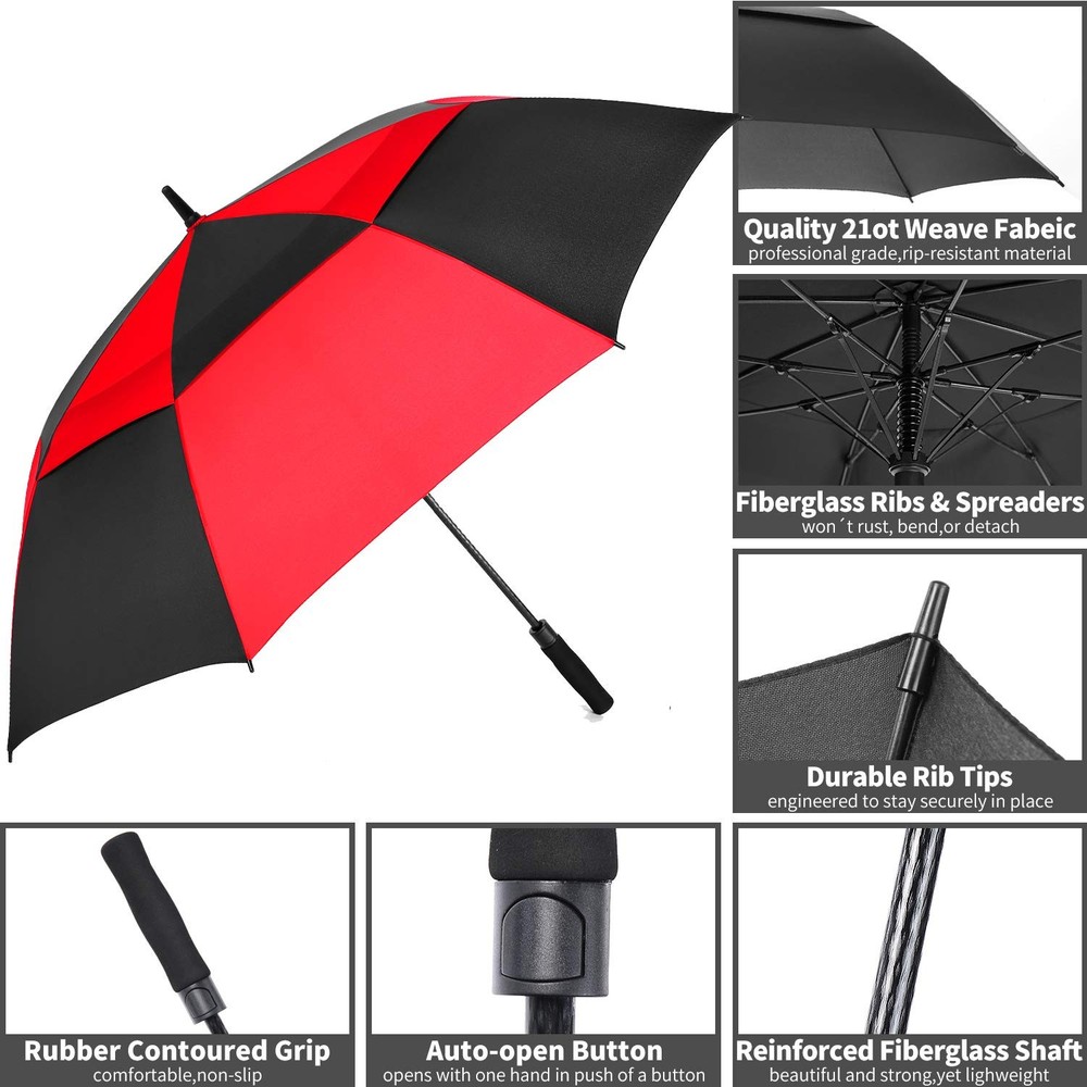 Extra Large Golf Umbrella 72 Inch Automatic Open Windproof Waterproof Canopy