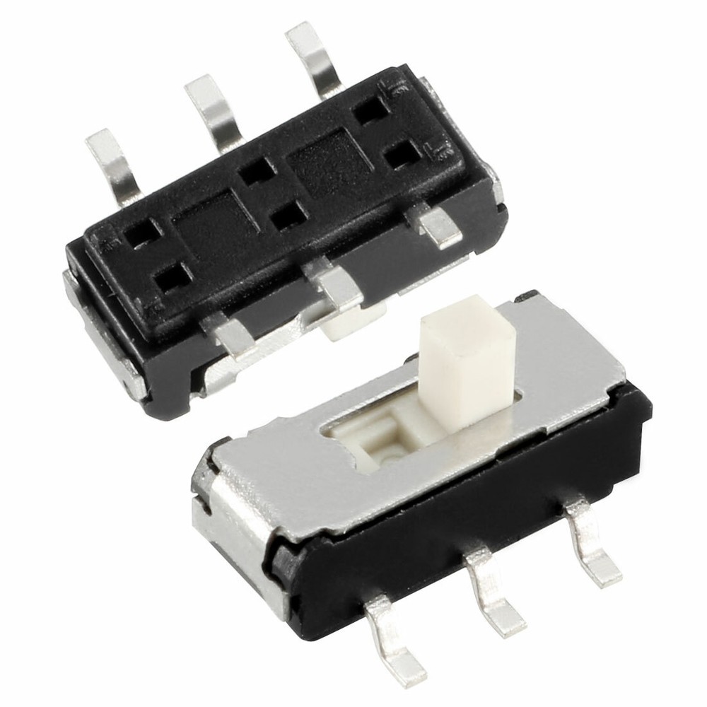 50Pcs 2mm Vertical Slide Switch DPDT 2P2T 6 Terminals PCB Panel Latching