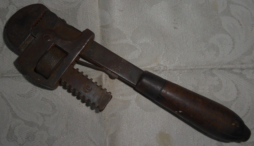 Vintage Wood Handle Pipe Wrench