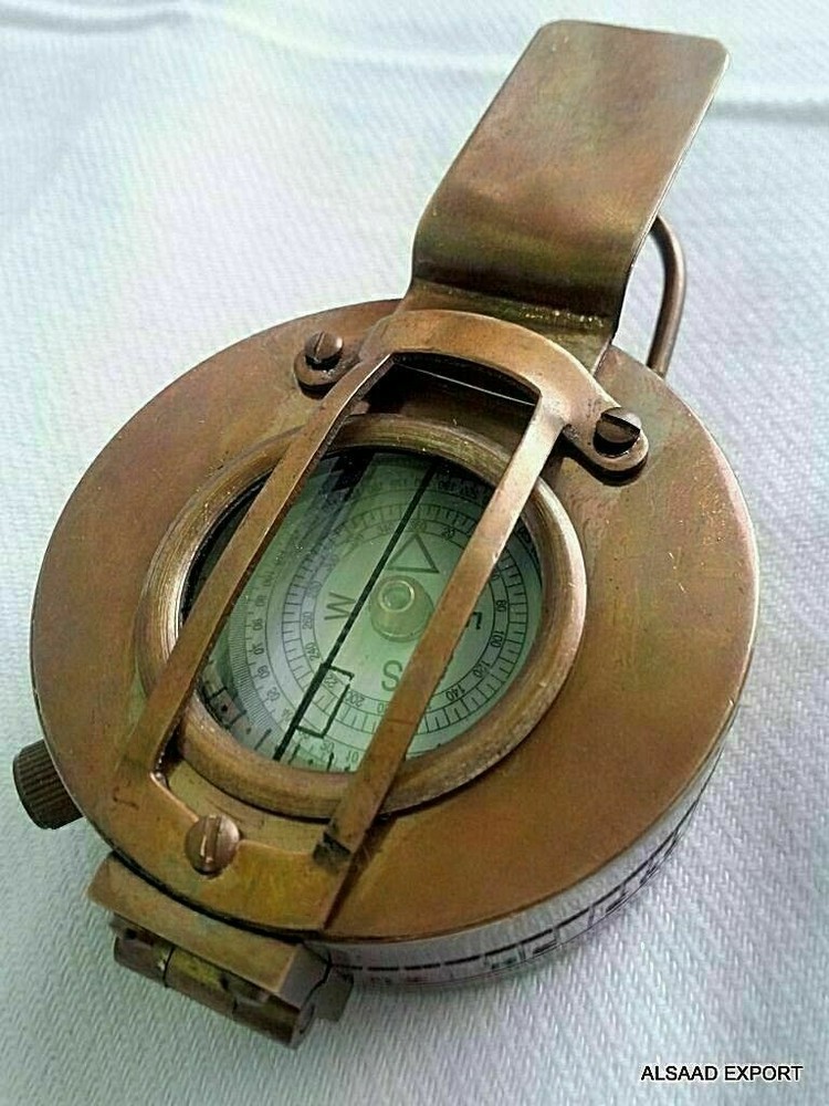 PRISMATIC CALIBRATED BRASS 3" ANTIQUE ENGINEERING MINER SURVEYOR COMPASS
