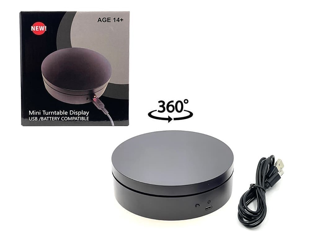 MINI TURNTABLE ROTATING DISPLAY STAND 4.75" BLACK FOR 1/64 SCALE MODELS E12-BK