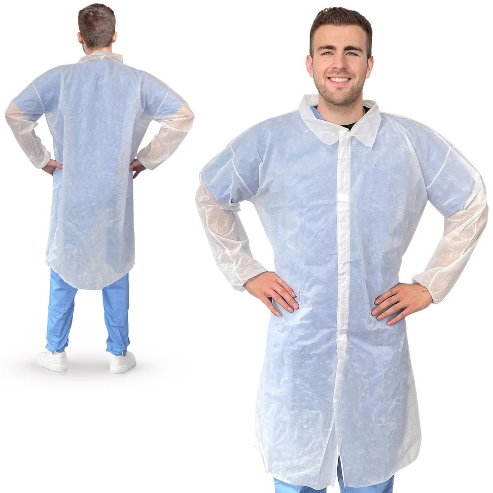 Disposable Polypropylene Coats Disposable Coats 3XL - 50 Pack