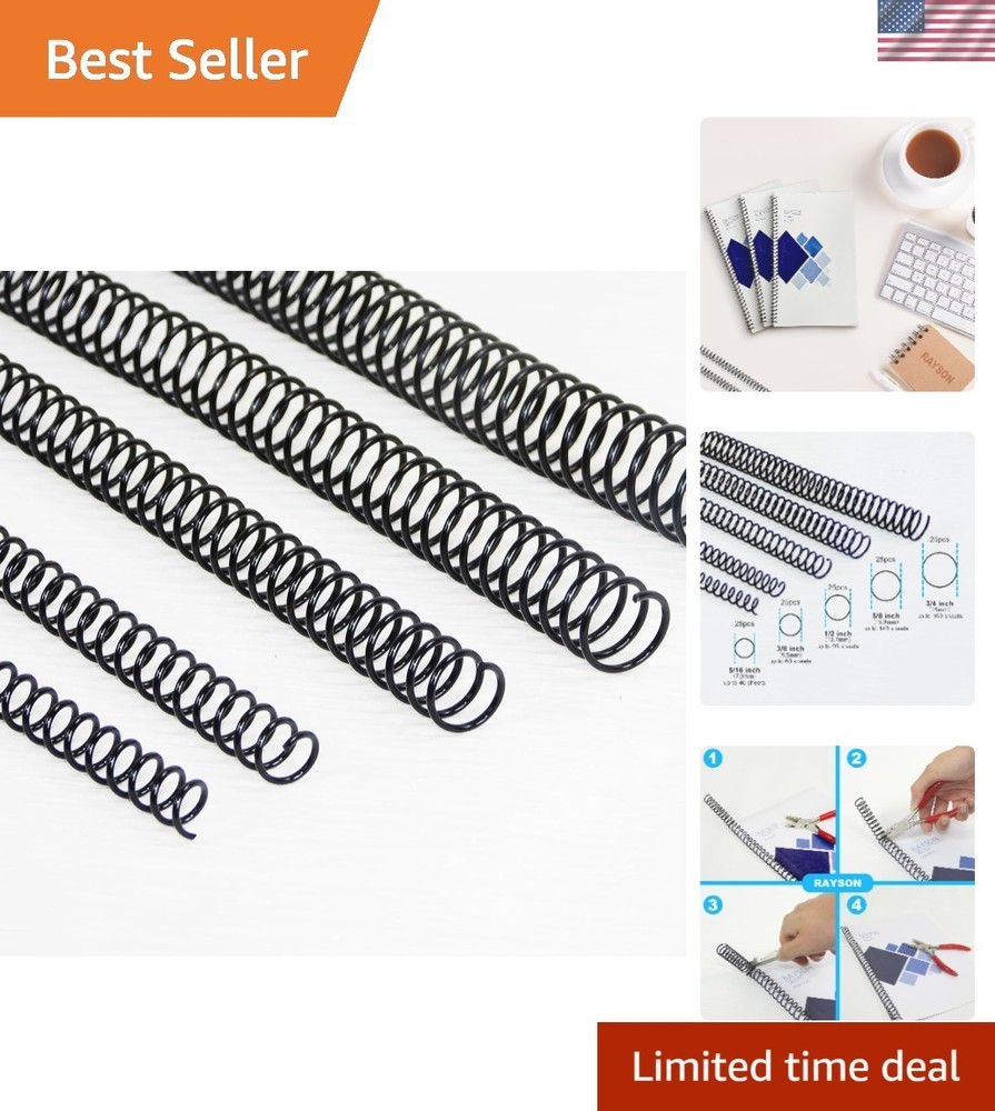 High-Volume Black Binding Coils Pack – 125 Mixed Sizes for Document Organization