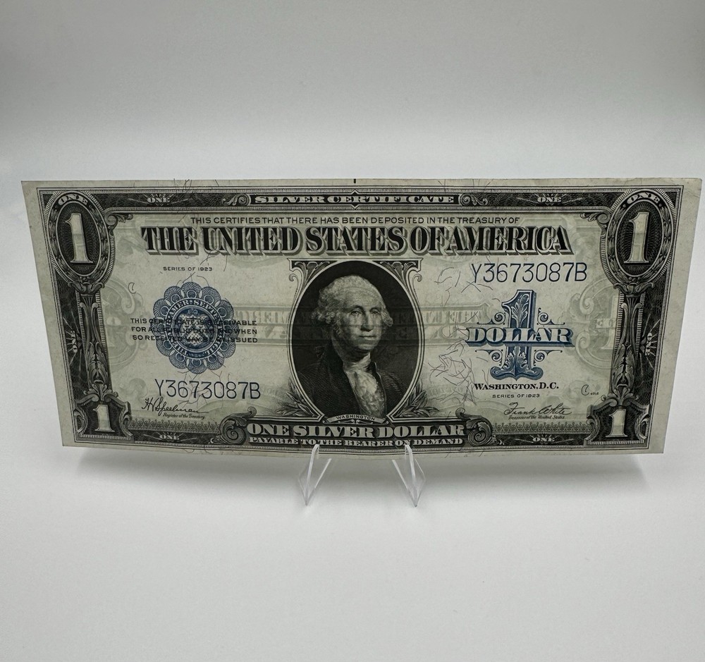 1923 $1 Silver Certificate Large Blue Seal Note AU