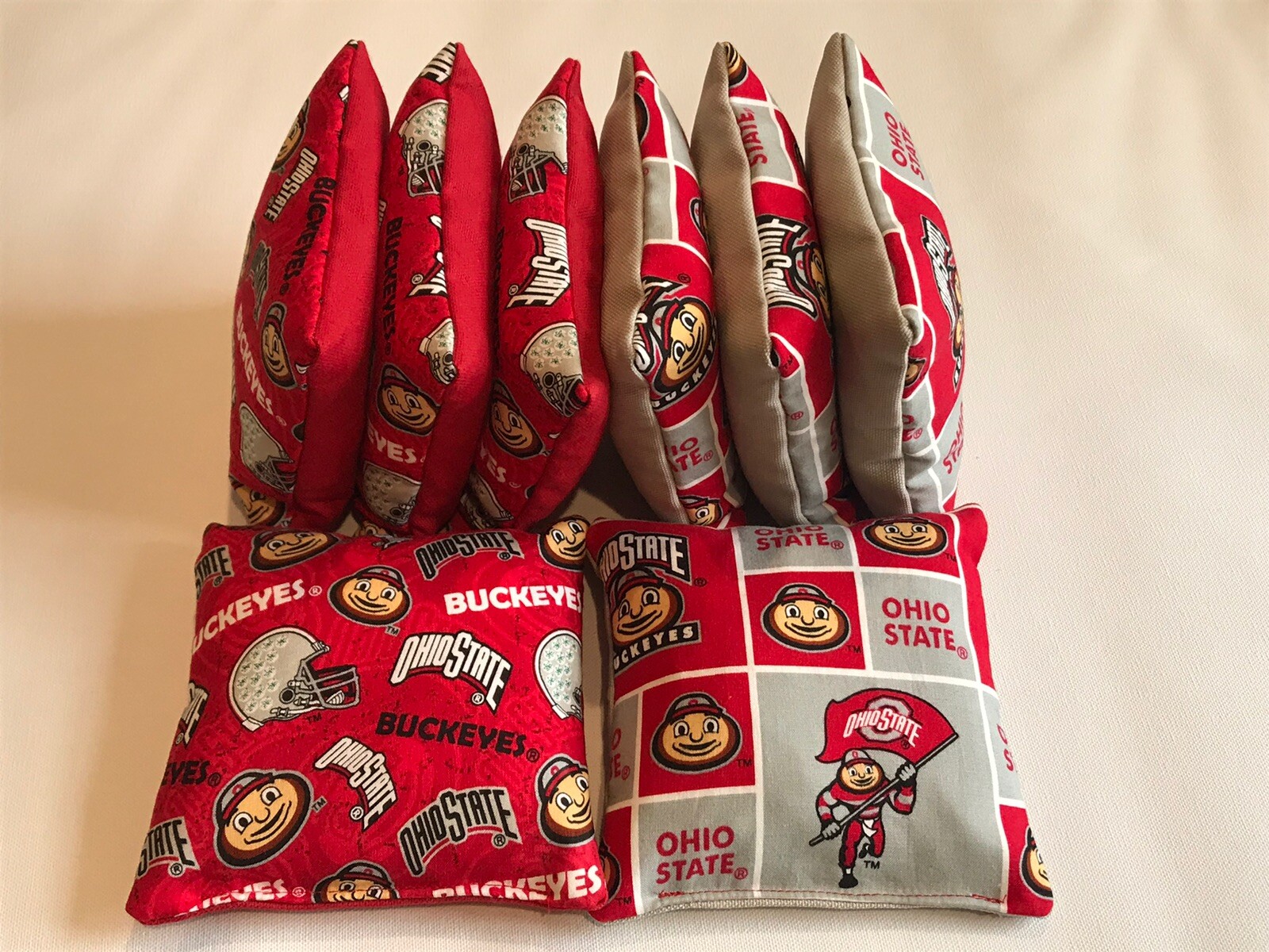 8 CORNHOLE BEAN BAGS OHIO STATE BUCKEYES OSU BUCKS TOP QUALITY TAILGATE TOSS S