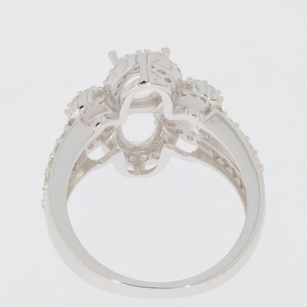 Sterling Silver Semi Mount Ring Setting Oval OV 7X5mm Twin Stone
