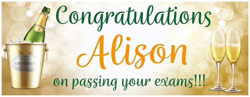 2 PERSONALISED CHAMPAGNE BANNERS - Design 1