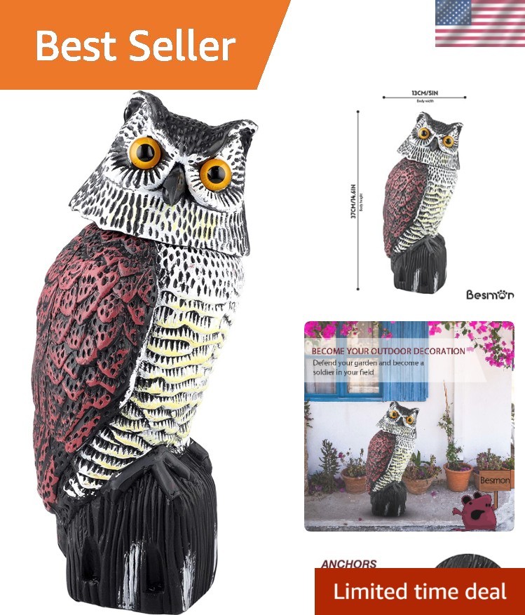 Robust Owl Decoy with Sand Compartment for Stability - Elegant Bird Deterrent